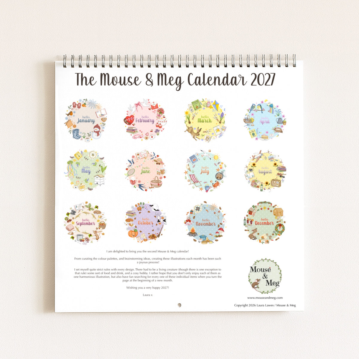 Mouse & Meg 2027 Wall Calendar
