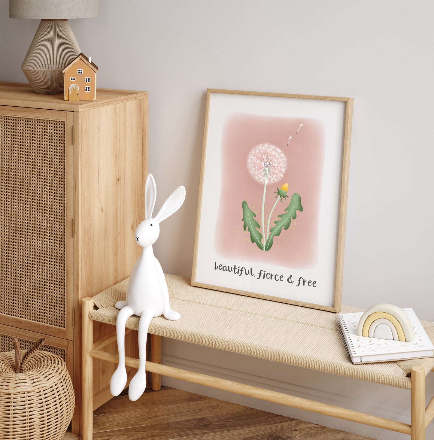 Beautiful, fierce & free - Dandelion Clock Print