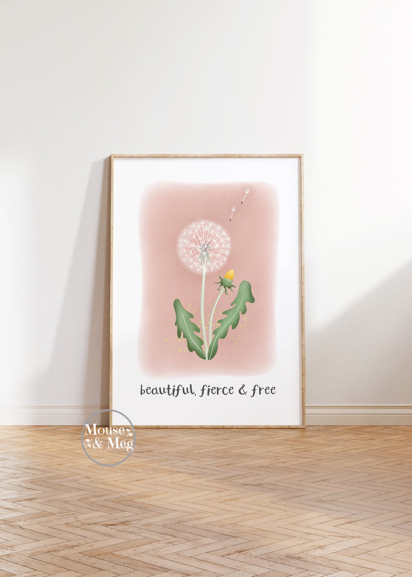 Beautiful, fierce & free - Dandelion Clock Print