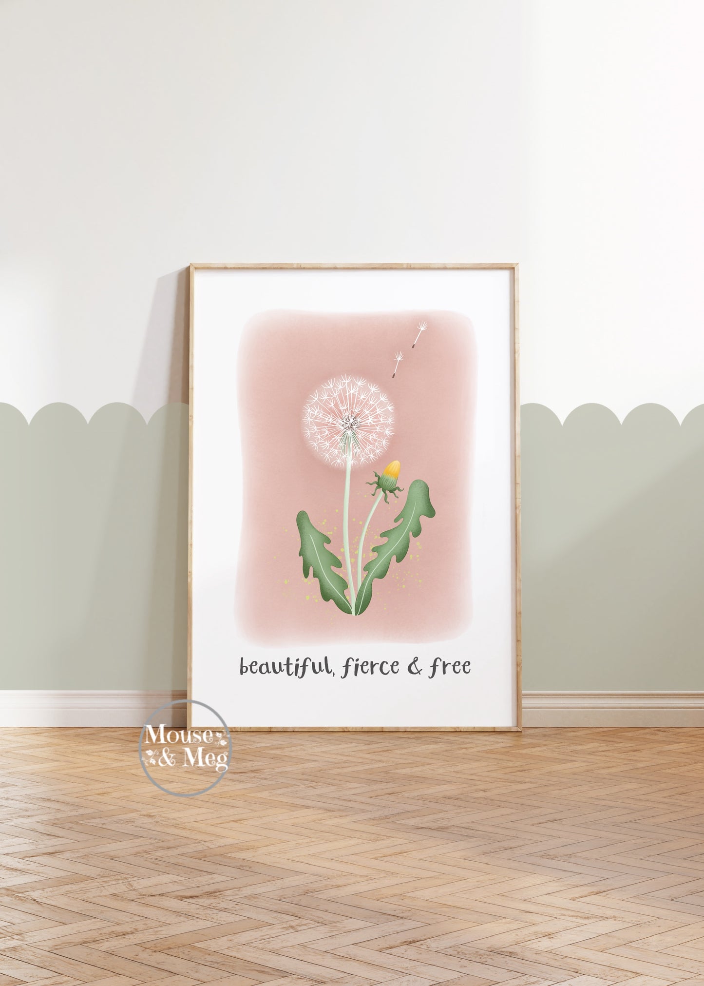 Beautiful, fierce & free - Dandelion Clock Print