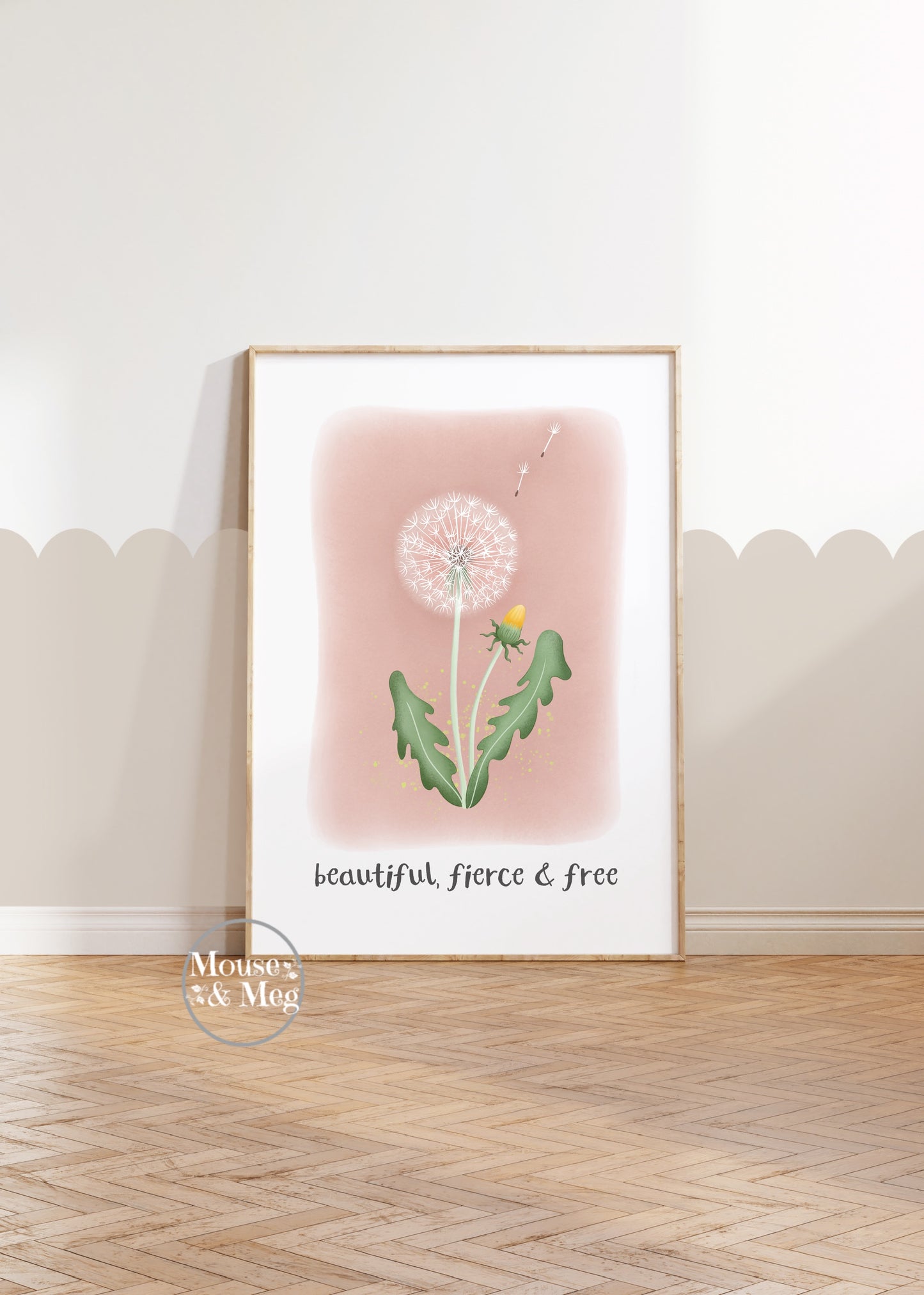 Beautiful, fierce & free - Dandelion Clock Print