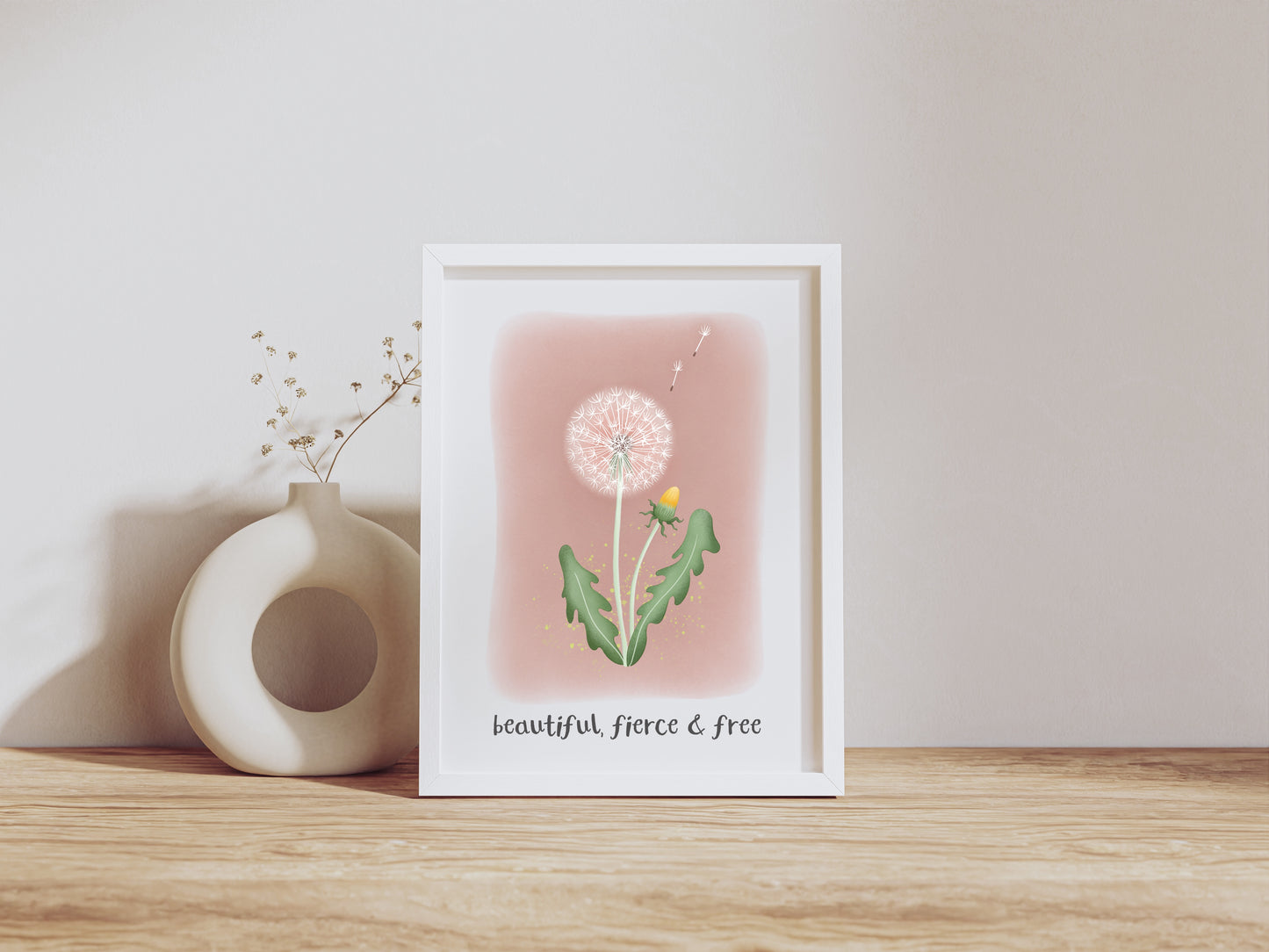 Beautiful, fierce & free - Dandelion Clock Print