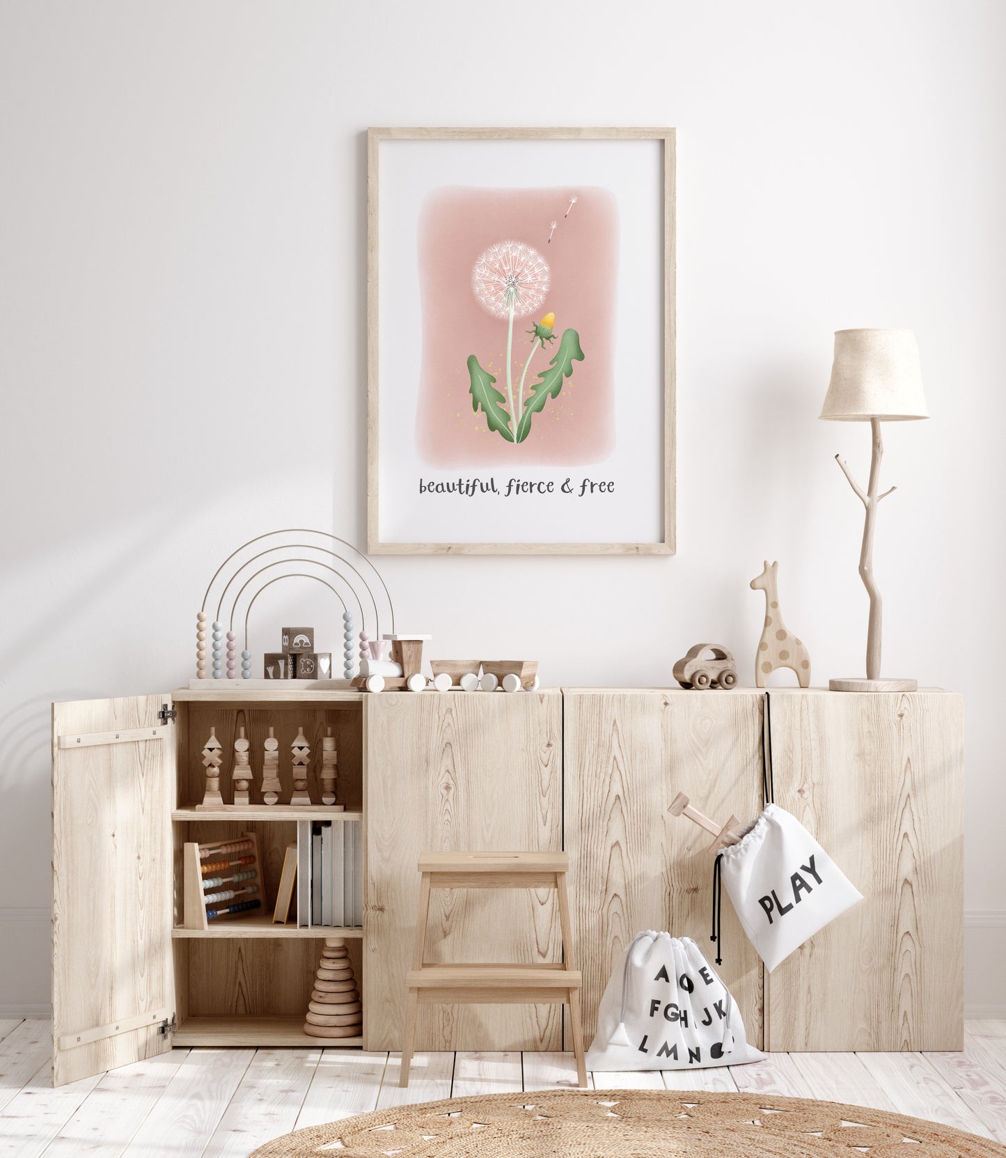 Beautiful, fierce & free - Dandelion Clock Print