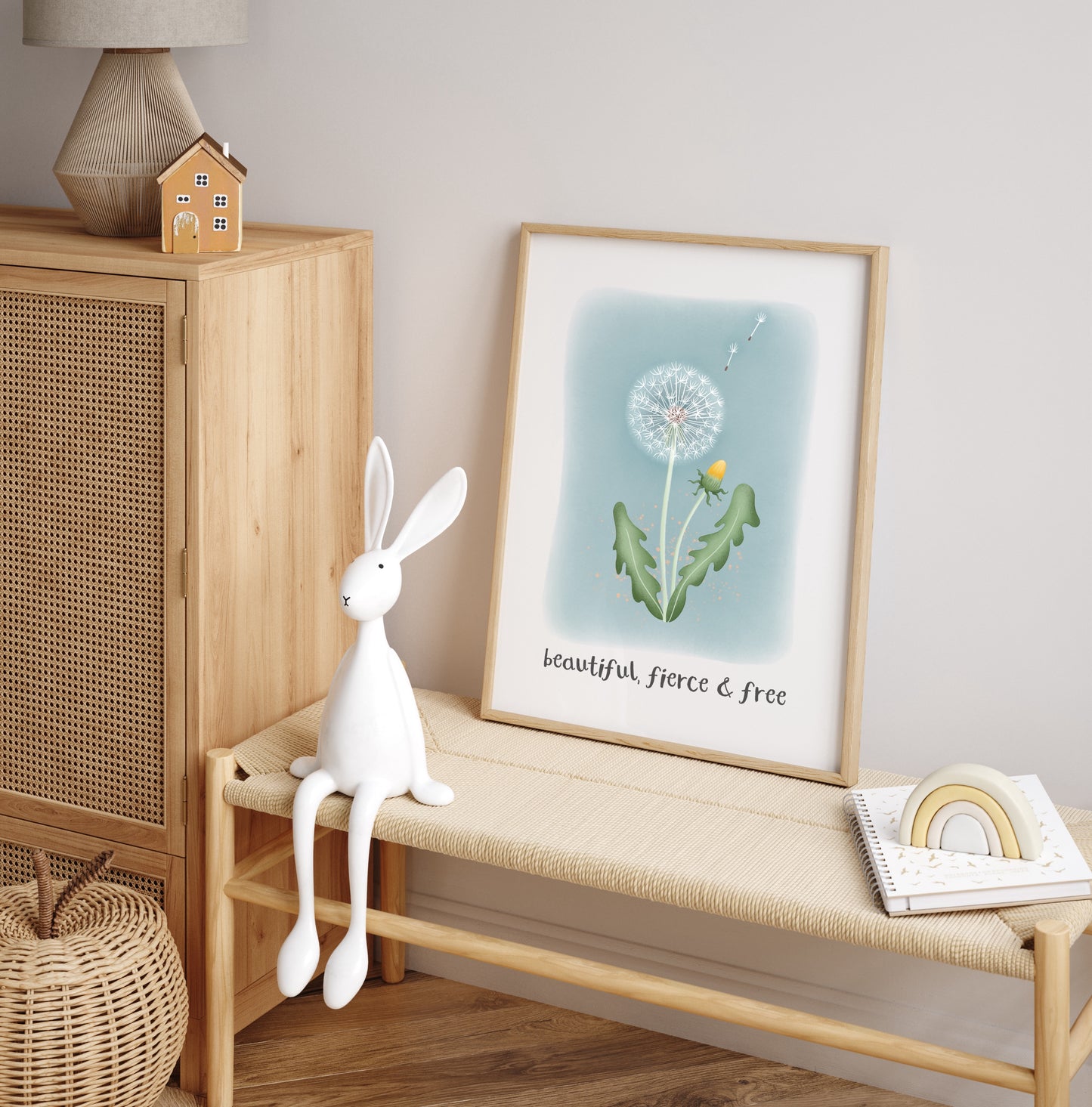 Beautiful, fierce & free - Dandelion Clock Print