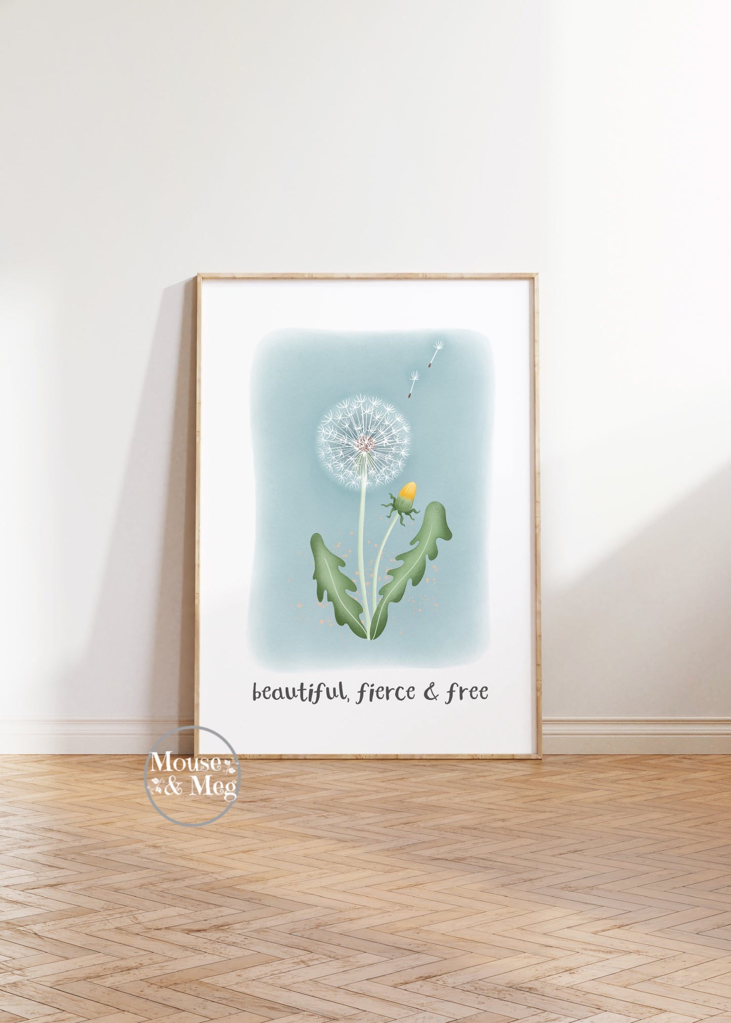Beautiful, fierce & free - Dandelion Clock Print