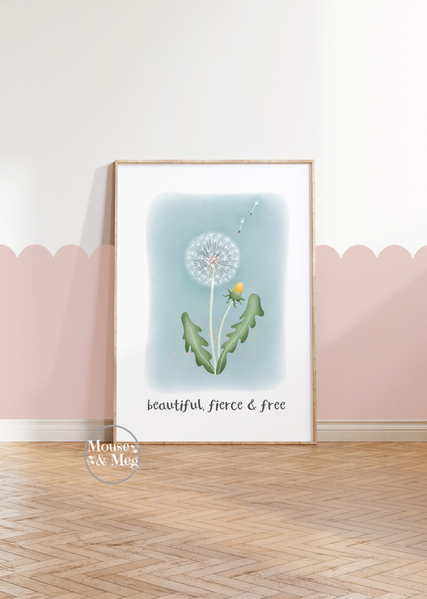 Beautiful, fierce & free - Dandelion Clock Print