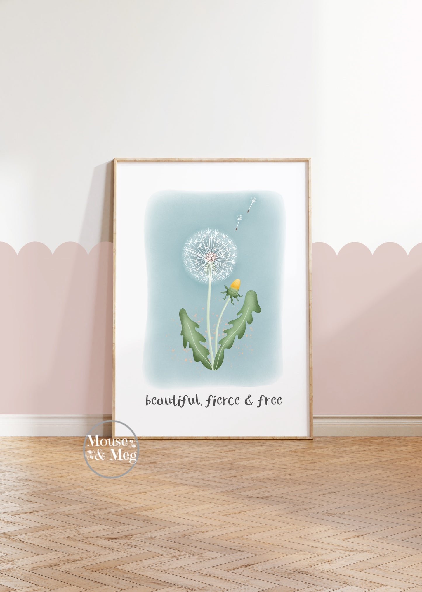 Beautiful, fierce & free - Dandelion Clock Print