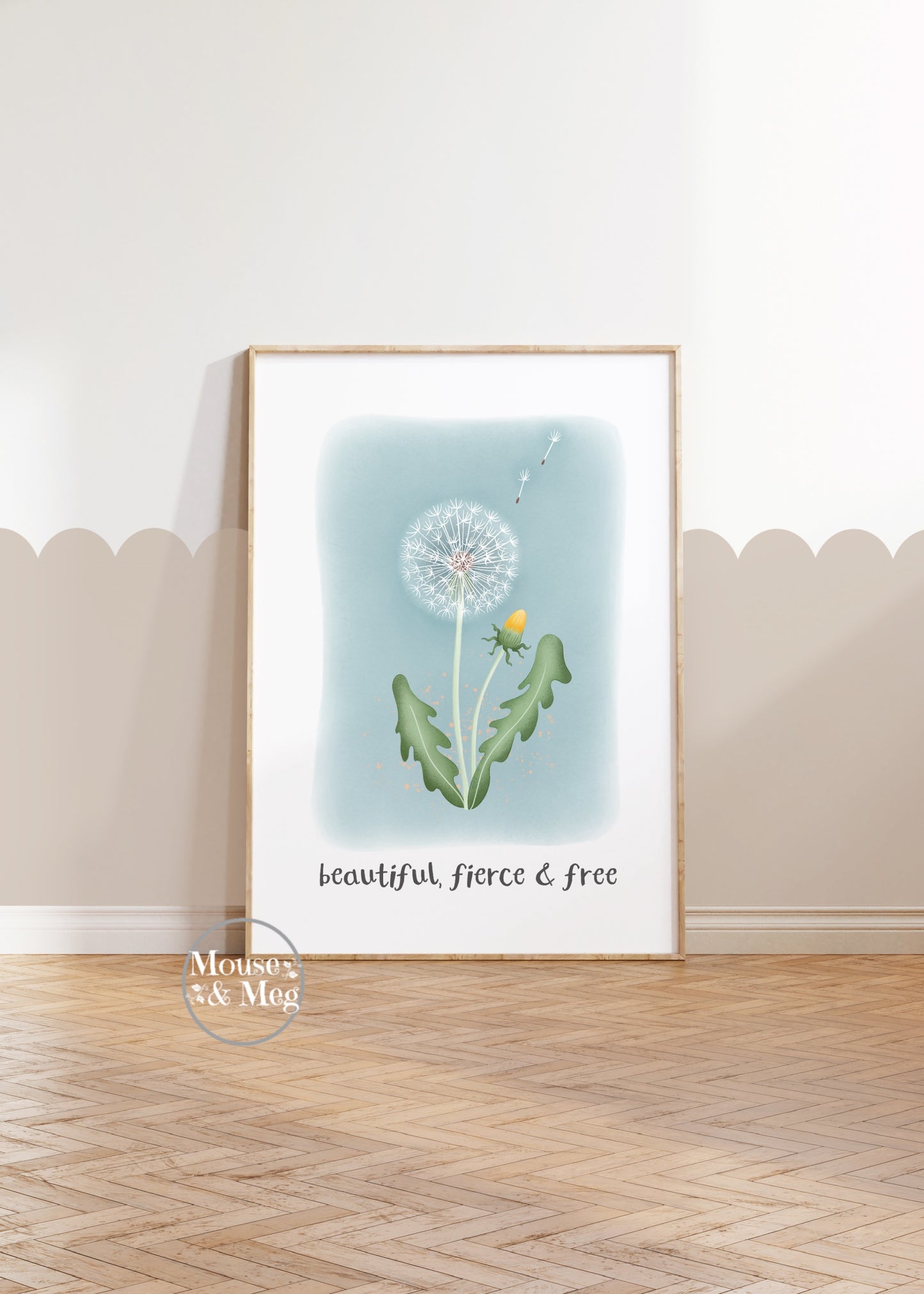 Beautiful, fierce & free - Dandelion Clock Print
