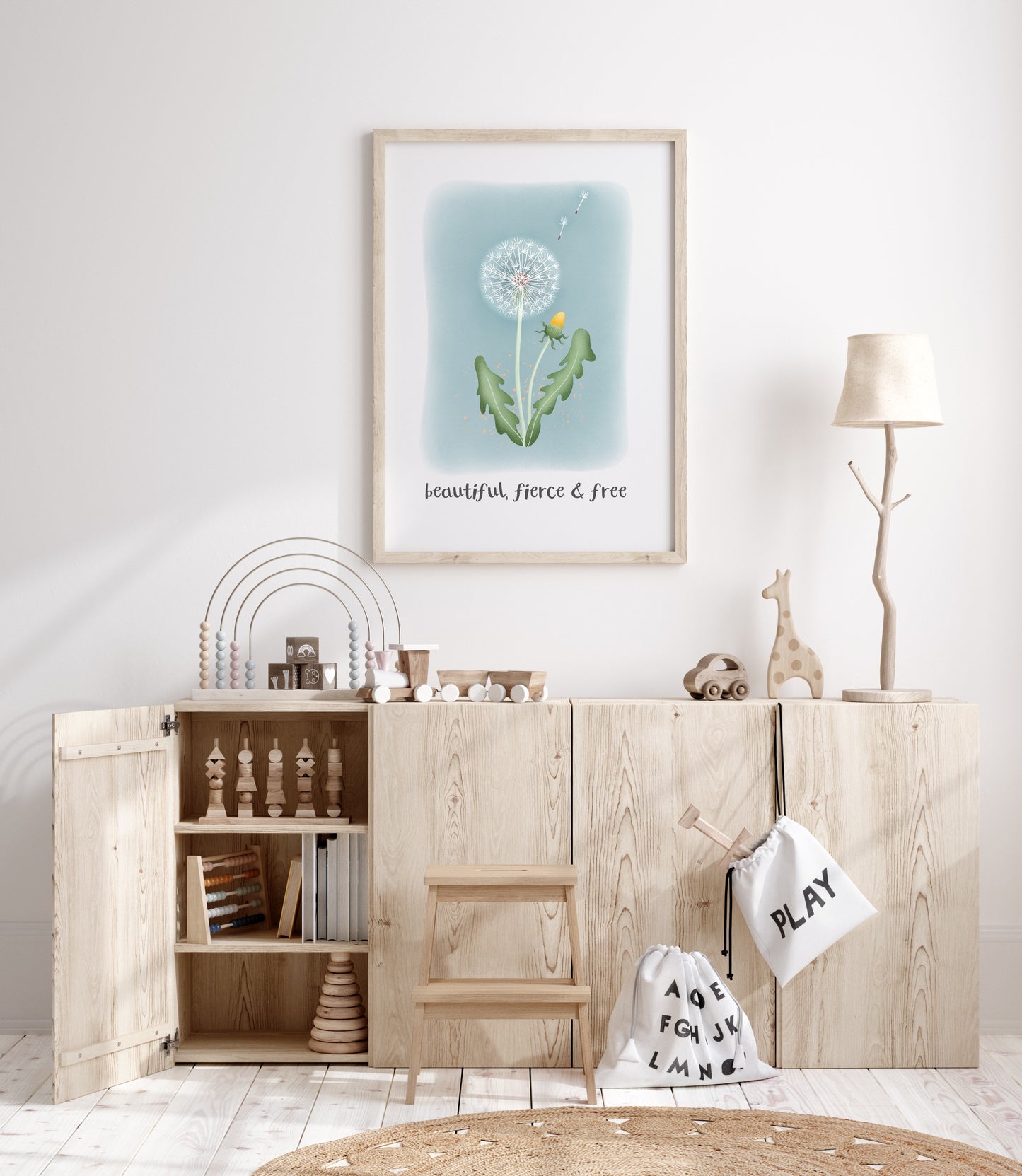 Beautiful, fierce & free - Dandelion Clock Print